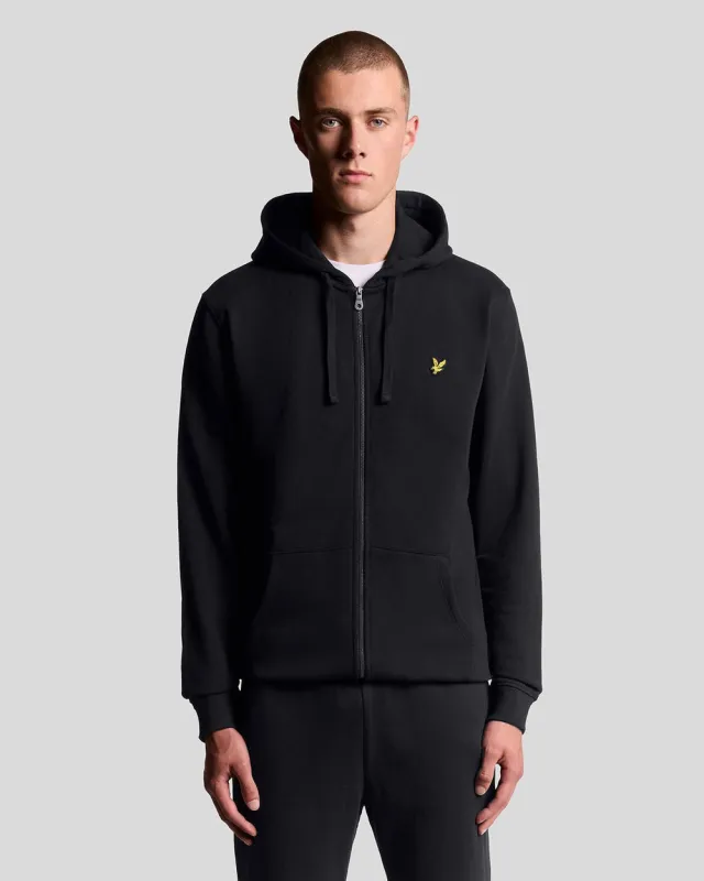 Lyle & Scott Mens Loopback Cotton Full Zip Hoodie | Jet Black sold by The Foot Factory