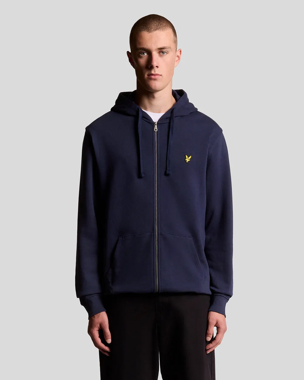 Lyle & Scott Mens Loopback Cotton Full Zip Hoodie | Navy sold by The Foot Factory