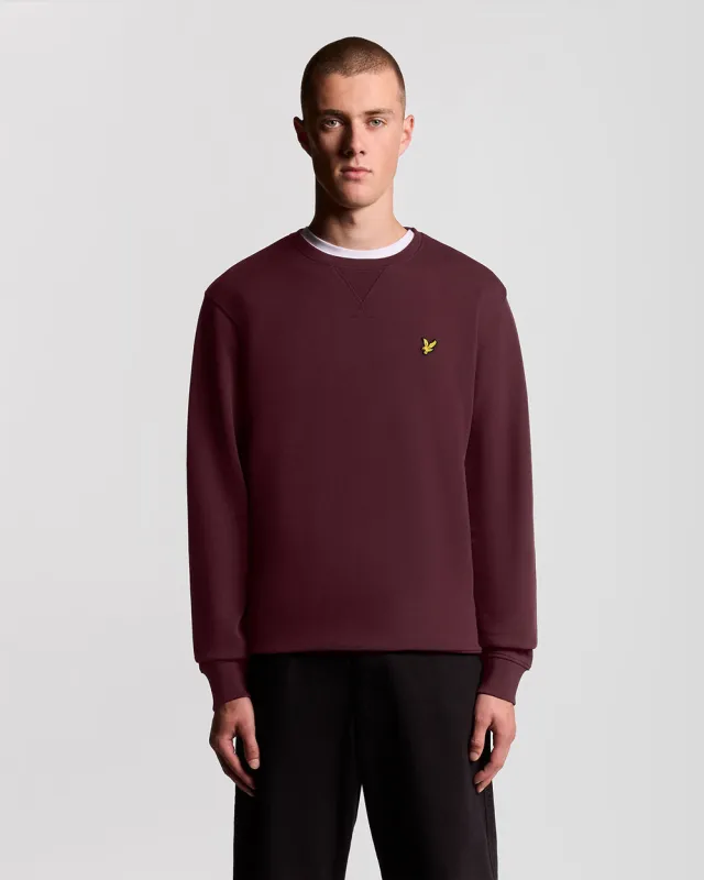 Lyle & Scott Mens Crew Neck Sweatshirt | Burgundy sold by The Foot Factory