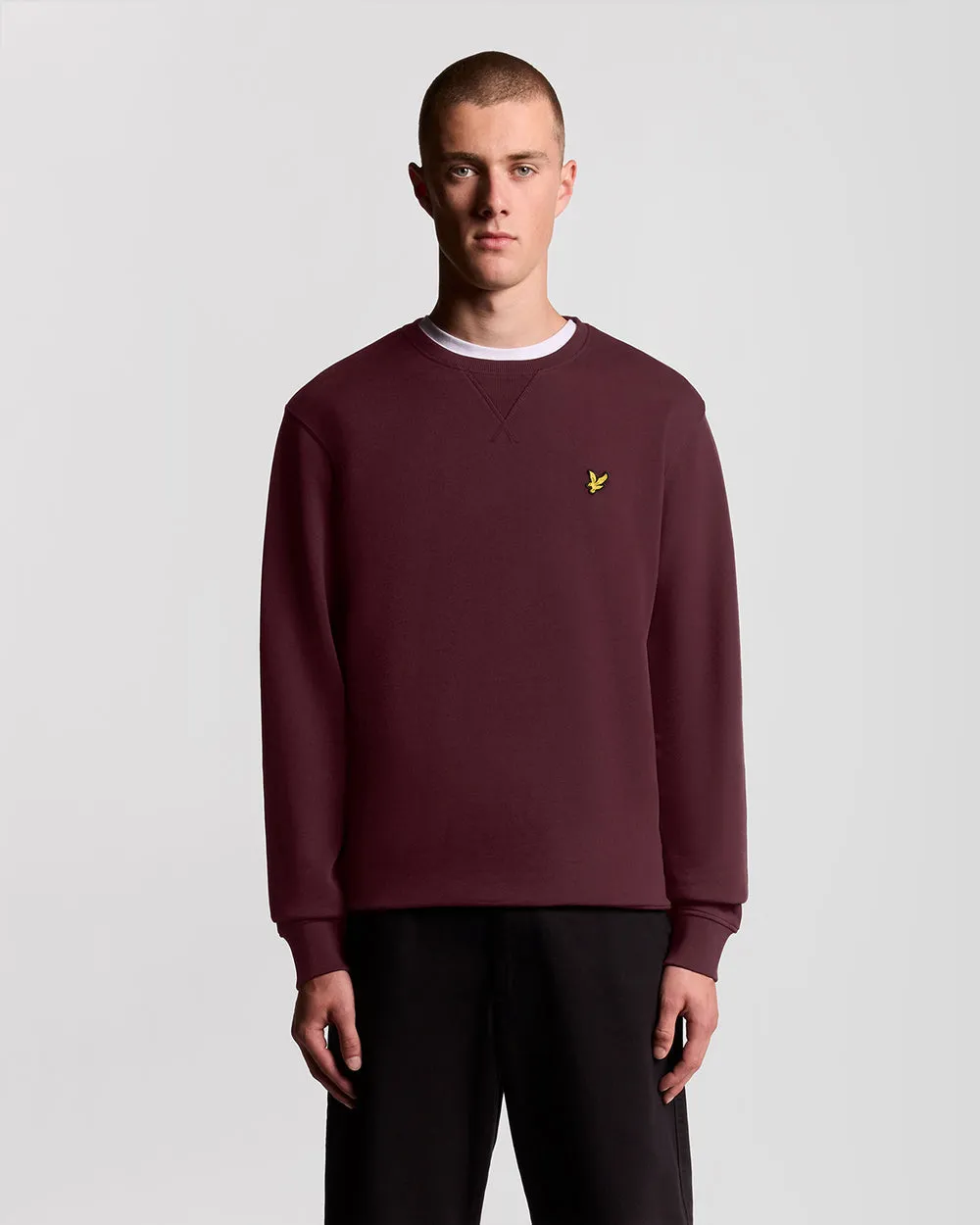 Lyle & Scott Mens Crew Neck Sweatshirt | Burgundy sold by The Foot Factory