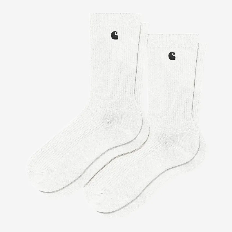 Carhartt WIP Mens Madison Socks | 2 Pack | White sold by The Foot Factory