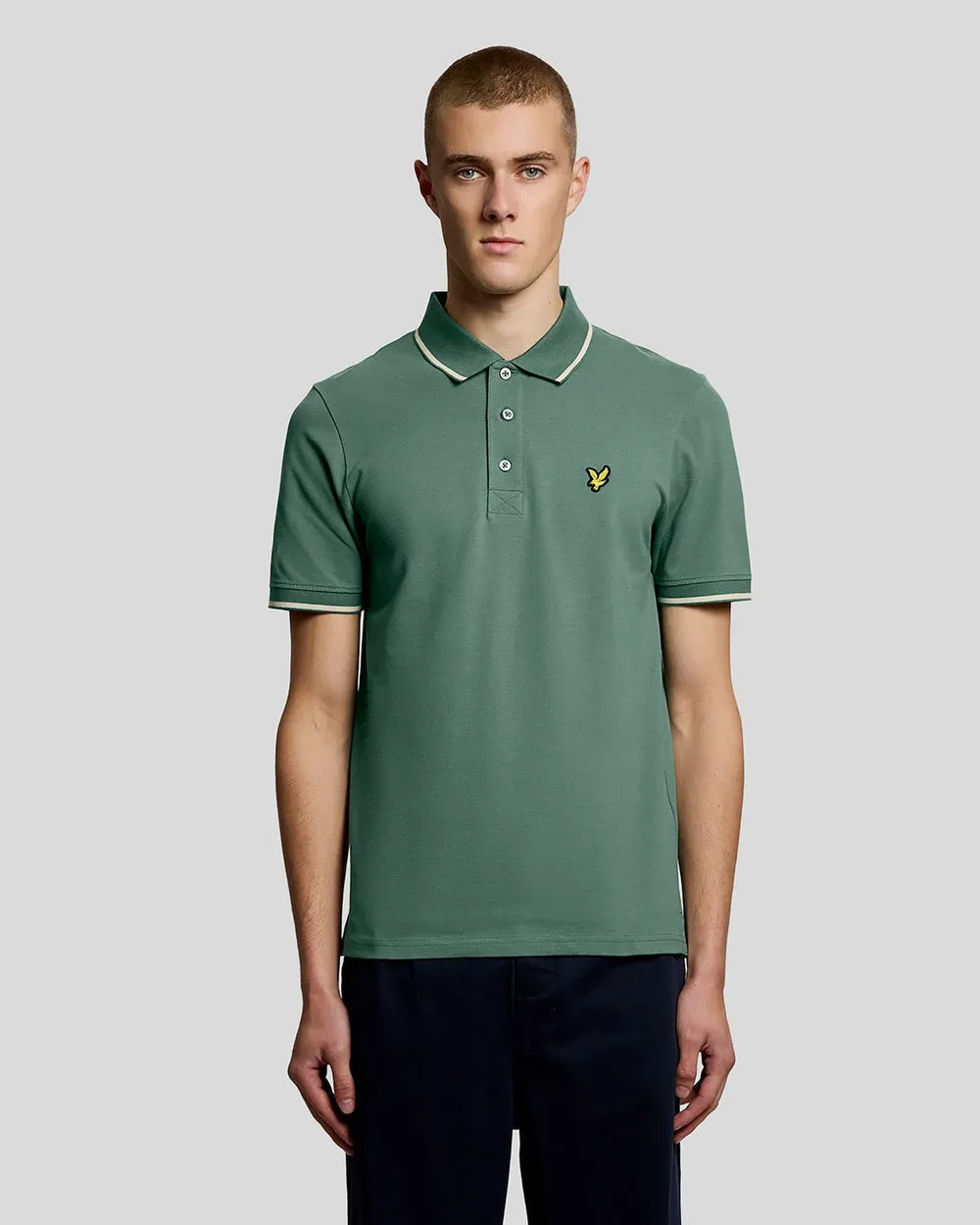 Lyle & Scott Mens Tipped Polo Shirt | Everglade Wheat sold by The Foot Factory
