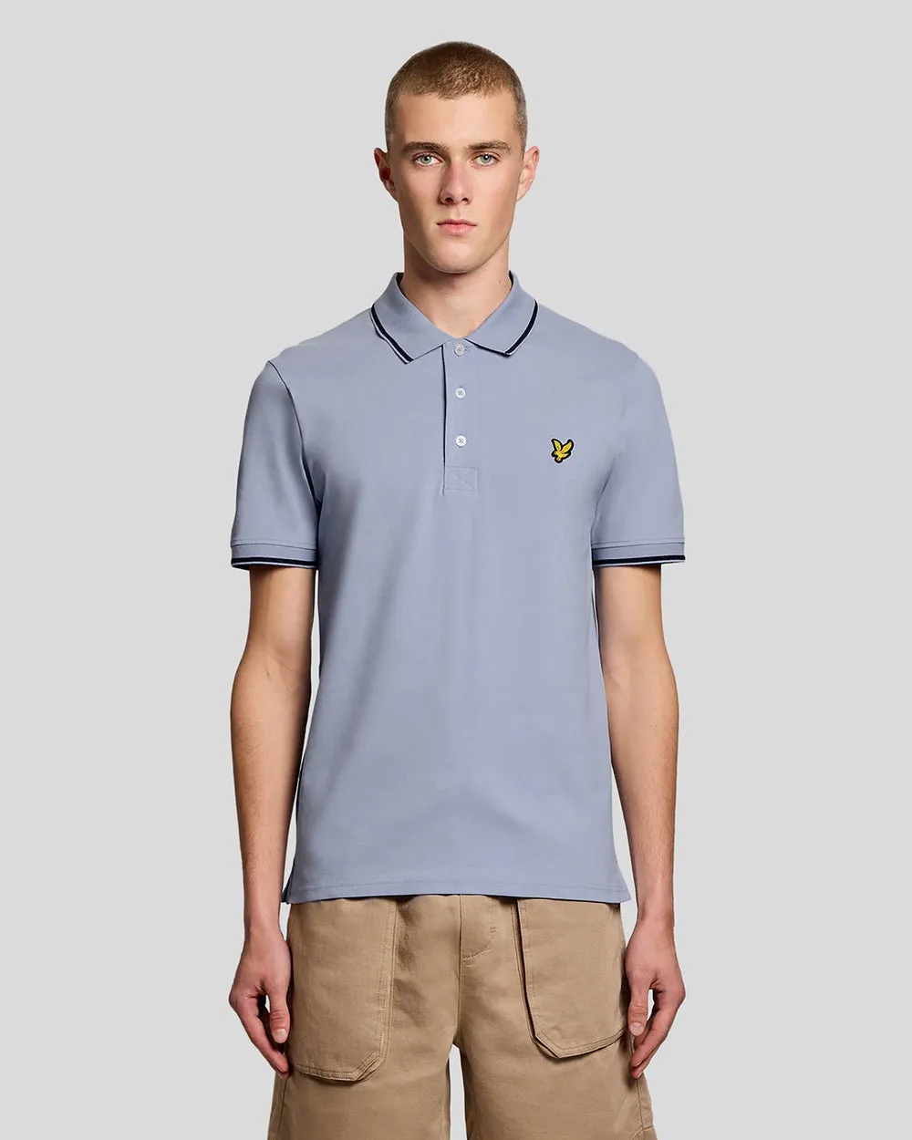 Lyle & Scott Mens Tipped Polo Shirt | Bubble Blue Jet Black sold by The Foot Factory