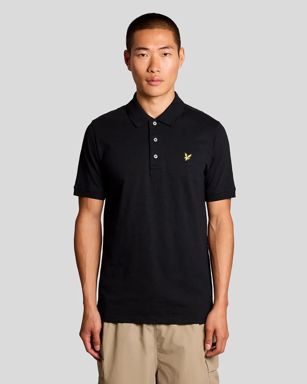 Lyle & Scott Mens Fine Cotton Slub Polo Shirt | Jet Black sold by The Foot Factory