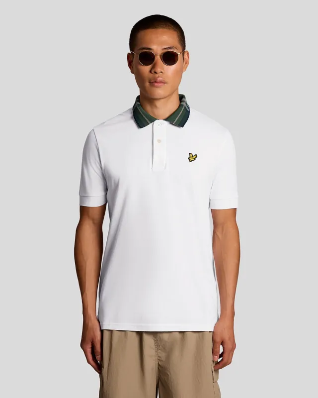 Lyle & Scott Mens Tartan Collar Polo Shirt | White made by Lyle & Scott