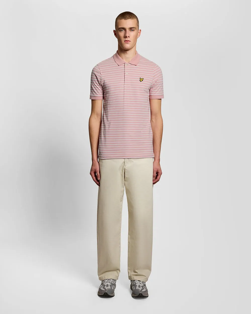 Lyle & Scott Mens Pique Breton Polo Shirt | Pink Grapefruit White sold by The Foot Factory product image thumbnail 2