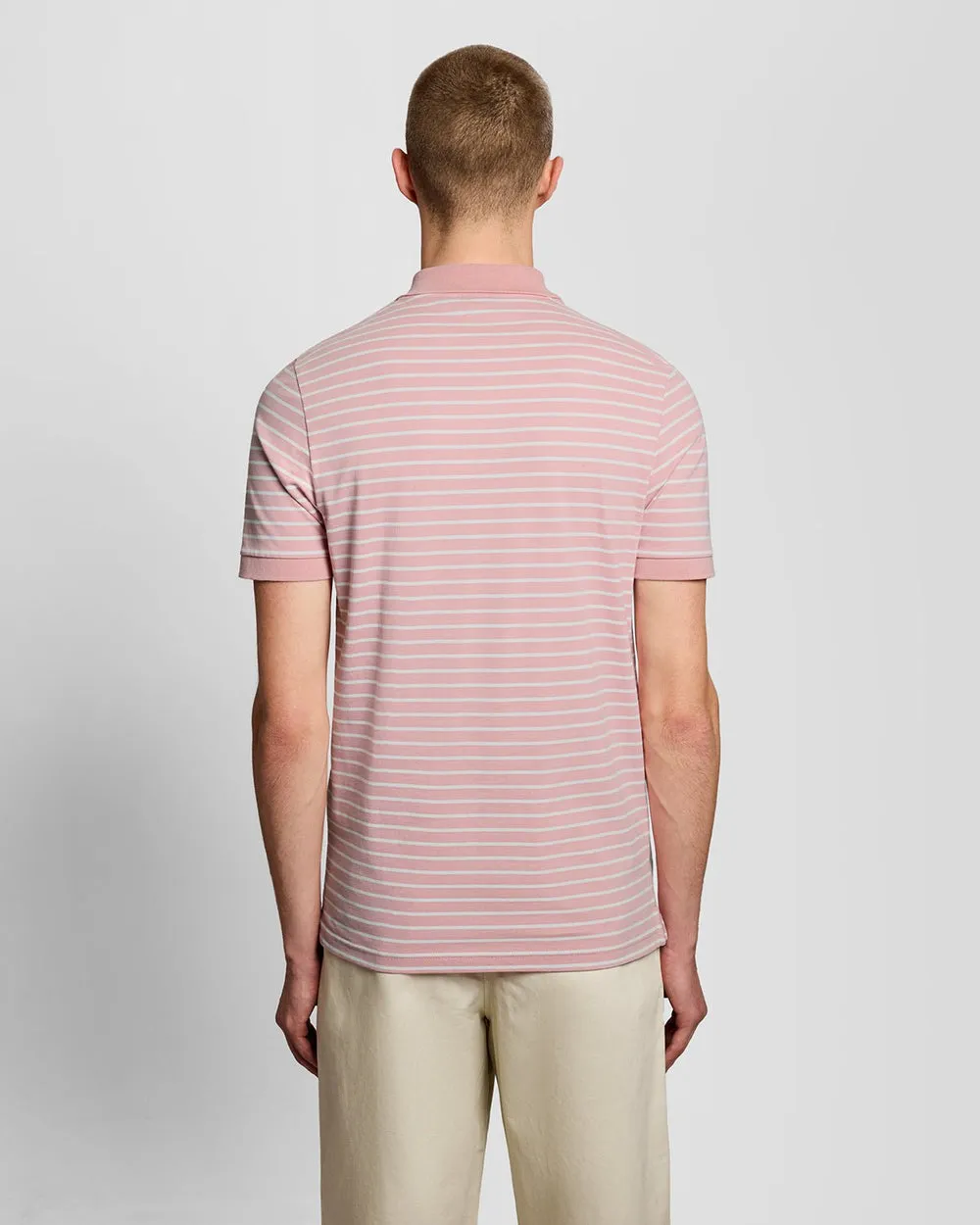 Lyle & Scott Mens Pique Breton Polo Shirt | Pink Grapefruit White sold by The Foot Factory product image thumbnail 4