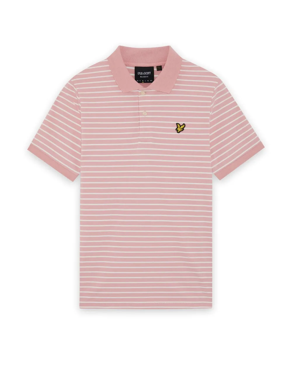Lyle & Scott Mens Pique Breton Polo Shirt | Pink Grapefruit White sold by The Foot Factory product image thumbnail 5