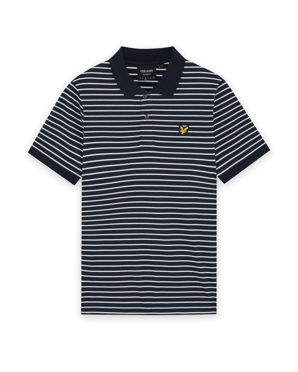 Lyle & Scott Mens Pique Breton Polo Shirt | Dark Navy White sold by The Foot Factory product image thumbnail 5