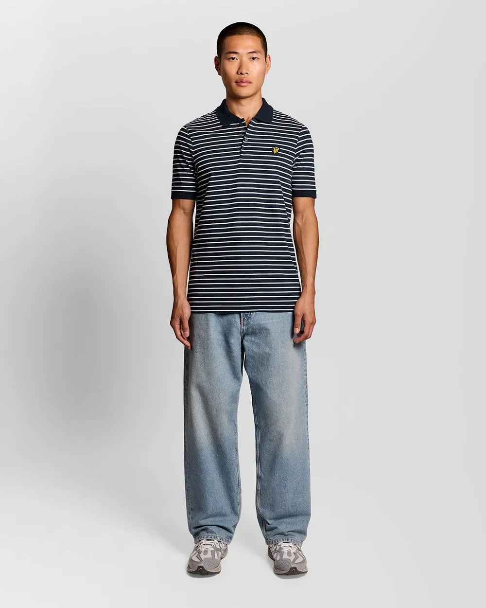 Lyle & Scott Mens Pique Breton Polo Shirt | Dark Navy White sold by The Foot Factory product image thumbnail 2