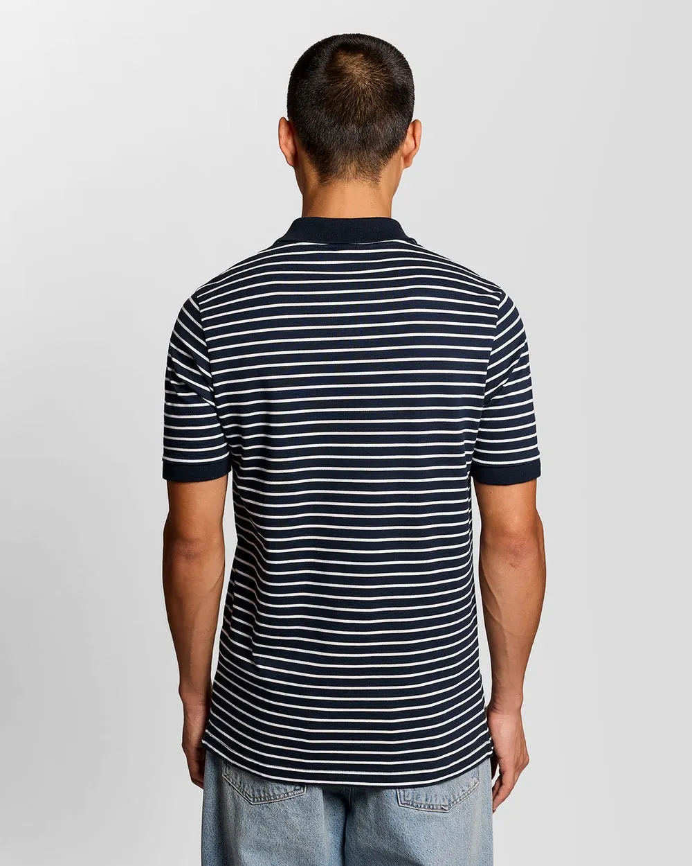Lyle & Scott Mens Pique Breton Polo Shirt | Dark Navy White sold by The Foot Factory product image thumbnail 4