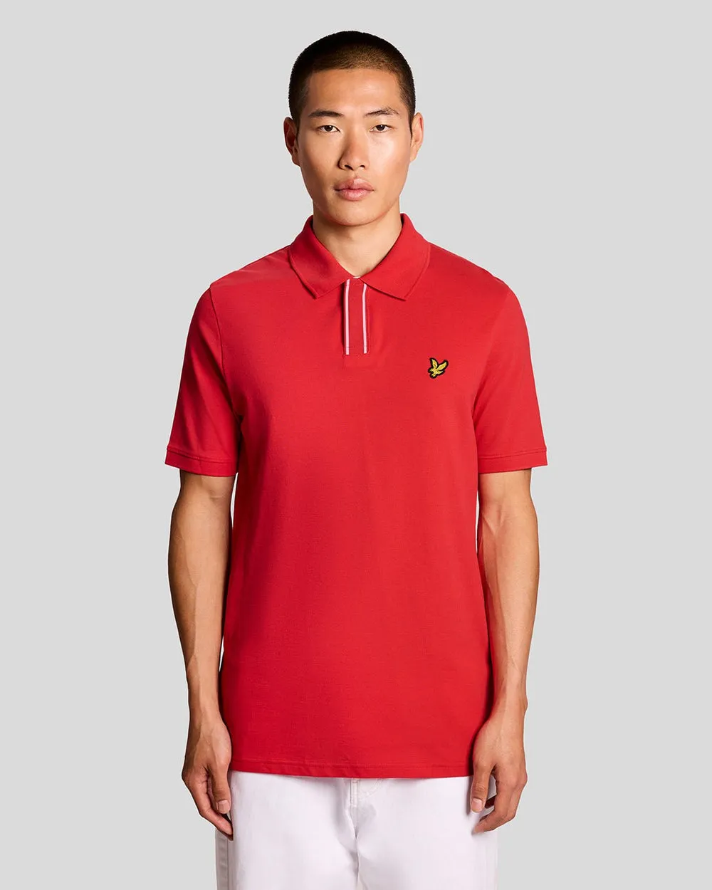 Lyle & Scott Mens Placket Tipped Polo Shirt | Cherry Red sold by The Foot Factory