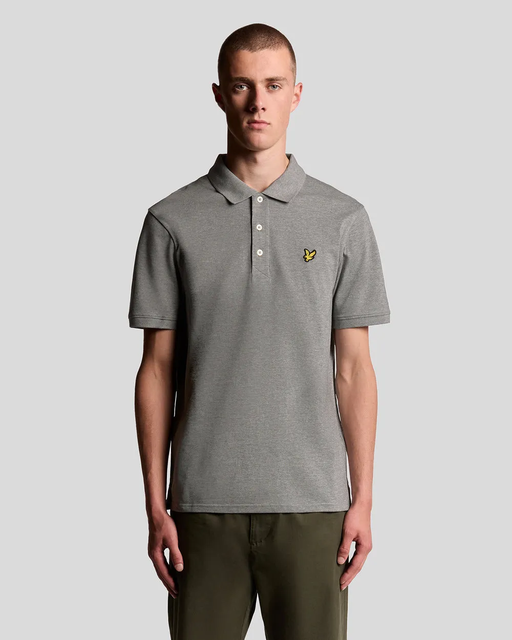 Lyle & Scott Mens Cotton Polo Shirt | Mid Grey Marl sold by The Foot Factory