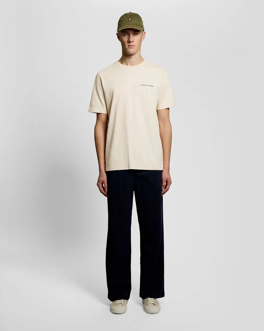 Lyle & Scott Mens Linen Blend Raglan T-Shirt | Ice Cream sold by The Foot Factory product image thumbnail 2