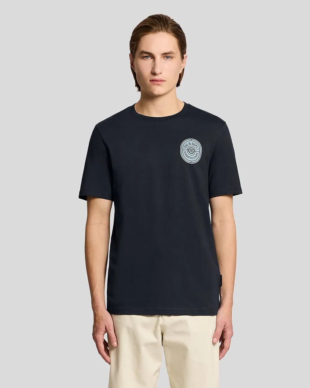 Lyle & Scott Mens Borders Label Graphic T-shirt | Dark Navy sold by The Foot Factory product image thumbnail 2