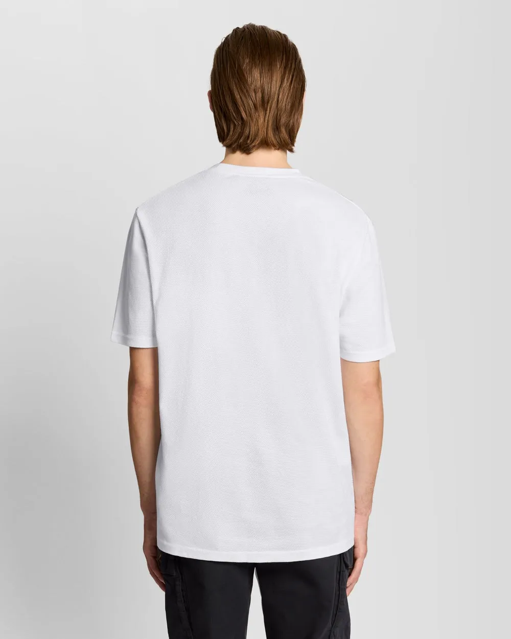 Lyle & Scott Mens Popcorn Textured Jacquard T-Shirt | White sold by The Foot Factory product image thumbnail 4