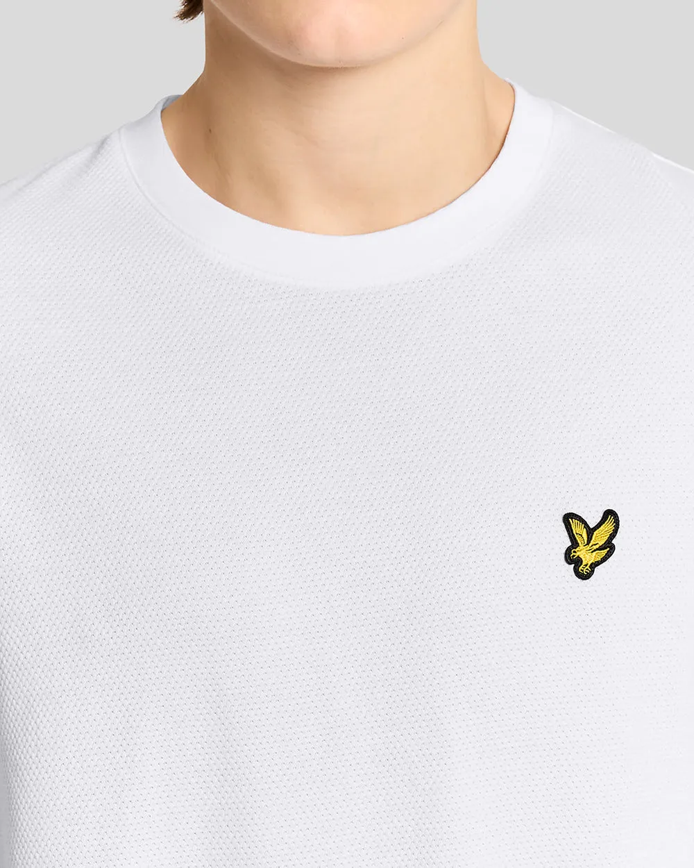 Lyle & Scott Mens Popcorn Textured Jacquard T-Shirt | White sold by The Foot Factory product image thumbnail 3