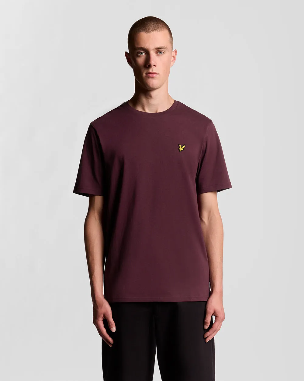 Lyle & Scott Mens Cotton Crew Neck T-Shirt | Burgundy sold by The Foot Factory