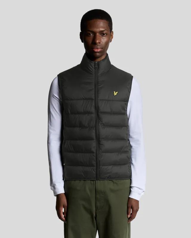 Lyle & Scott Mens Wadded Gilet | Jet Black sold by The Foot Factory
