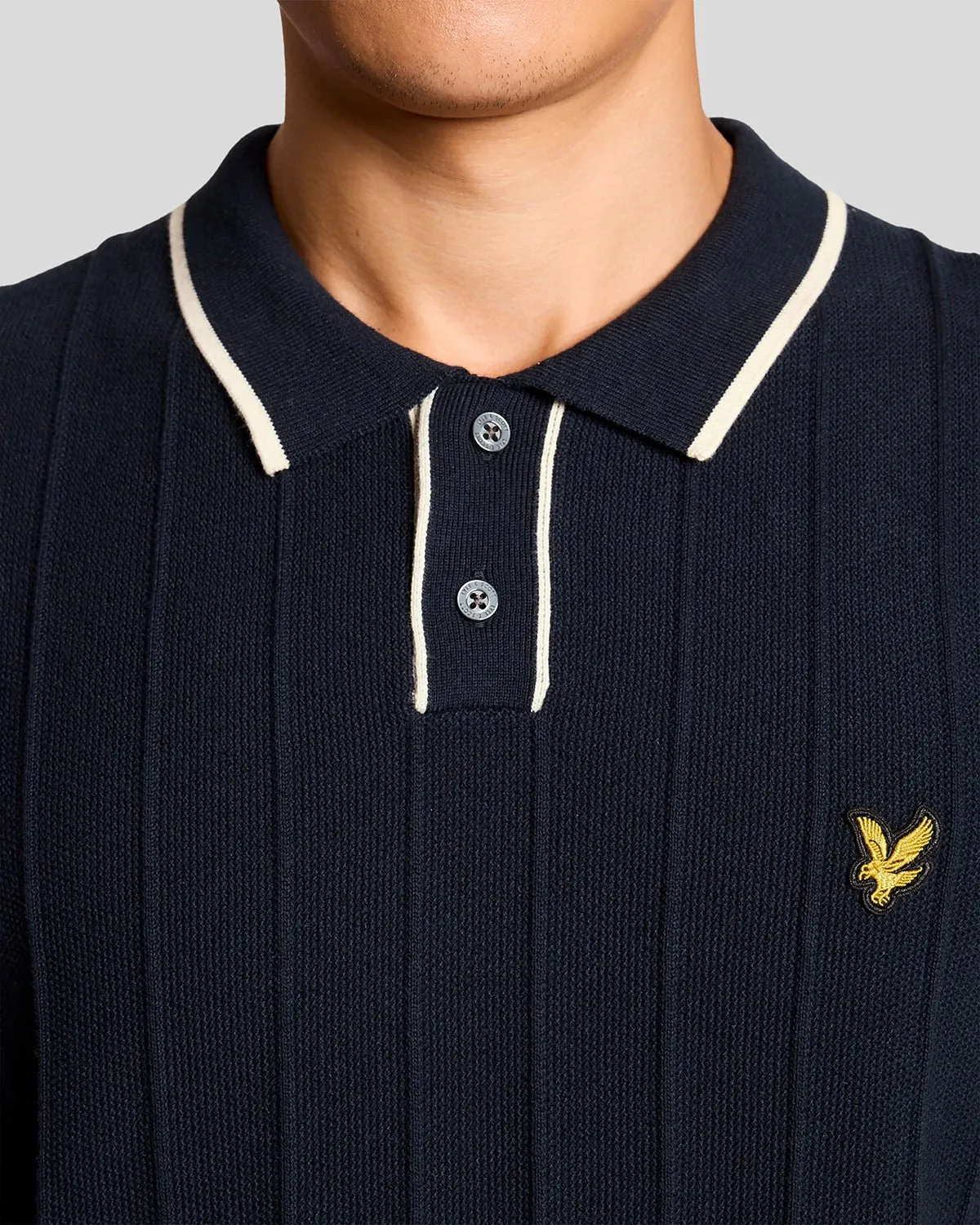Lyle & Scott Mens Tipped Pique Knitted Polo Shirt | Dark Navy sold by The Foot Factory product image thumbnail 3