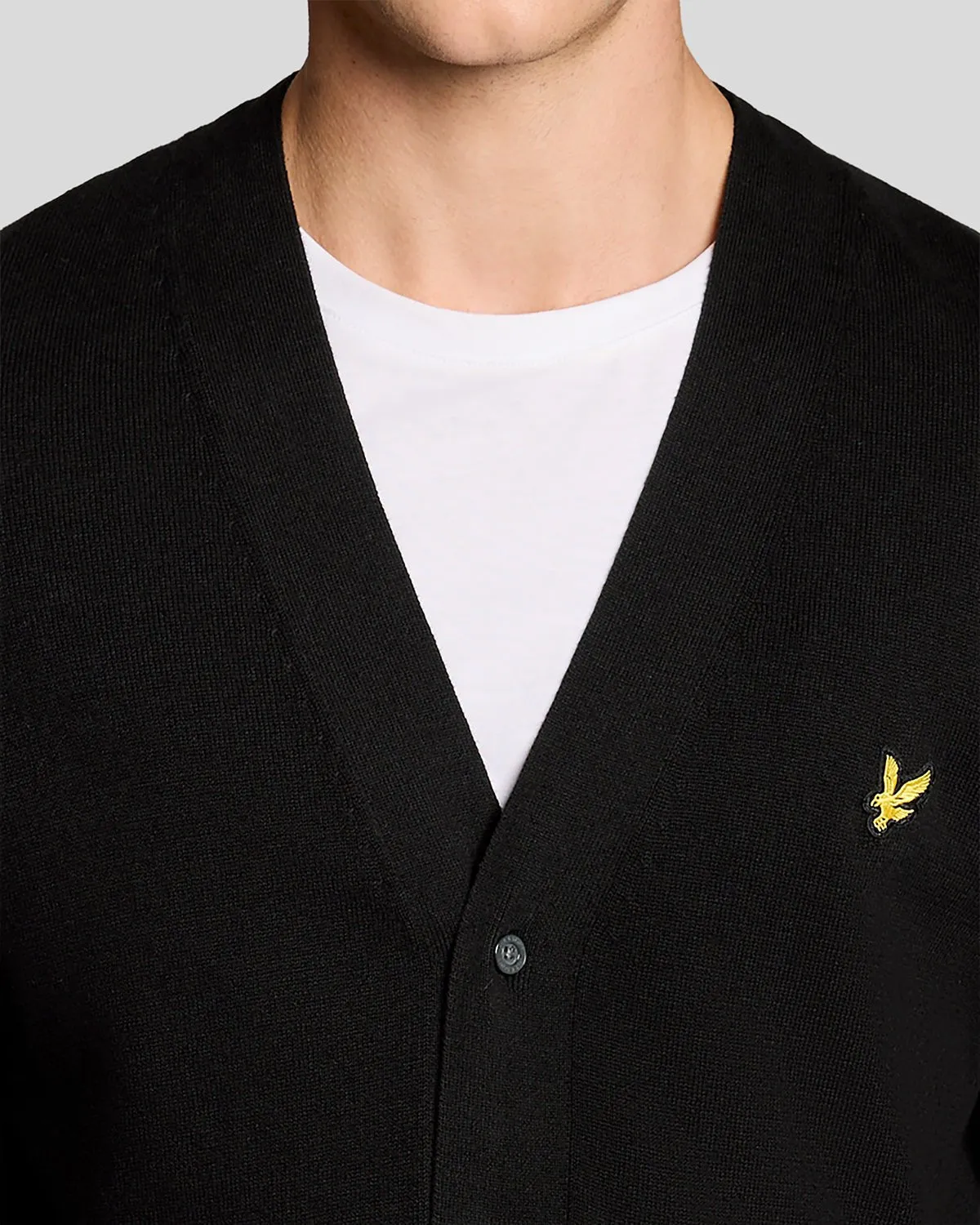 Lyle & Scott Mens Cotton V-Neck Cardigan | Jet Black sold by The Foot Factory product image thumbnail 3