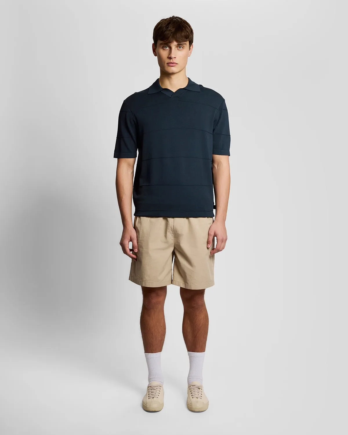 Lyle & Scott Mens Open Collar Fine Knitted Polo Shirt | Carbon sold by The Foot Factory product image thumbnail 2