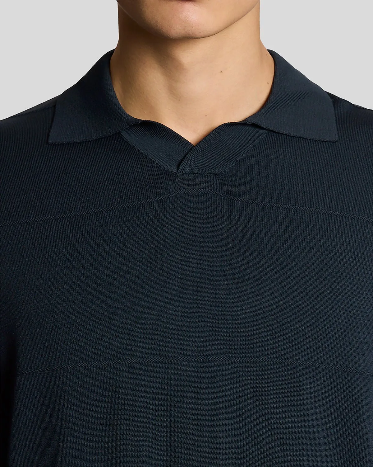 Lyle & Scott Mens Open Collar Fine Knitted Polo Shirt | Carbon sold by The Foot Factory product image thumbnail 3