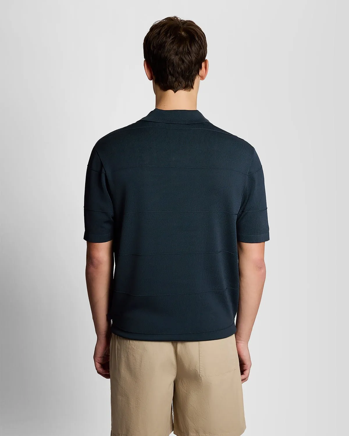 Lyle & Scott Mens Open Collar Fine Knitted Polo Shirt | Carbon sold by The Foot Factory product image thumbnail 4
