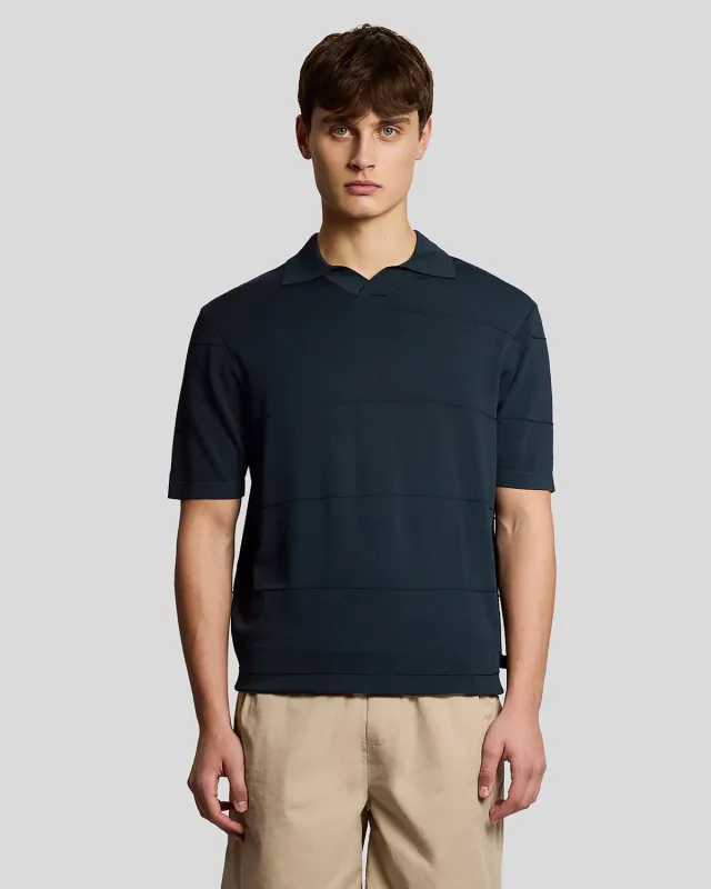 Lyle & Scott Mens Open Collar Fine Knitted Polo Shirt | Carbon made by Lyle & Scott