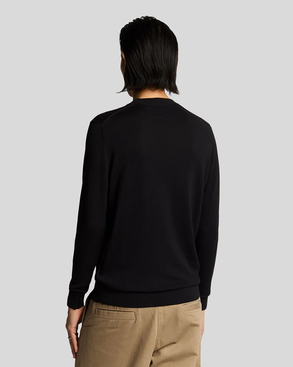 Lyle & Scott Mens Superfine Cotton Crew Neck Jumper | Jet Black sold by The Foot Factory product image thumbnail 3
