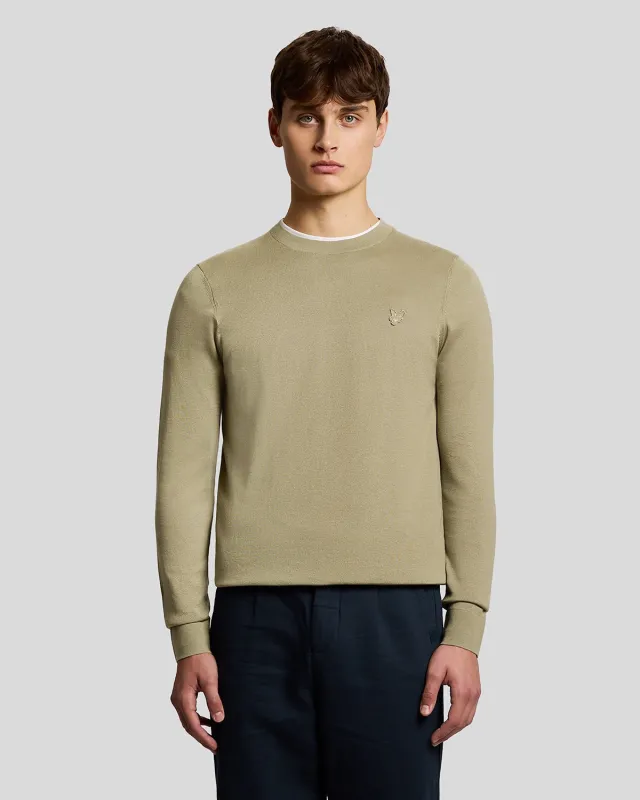 Lyle & Scott Mens Superfine Cotton Crew Neck Jumper | Sage Uniform made by Lyle & Scott