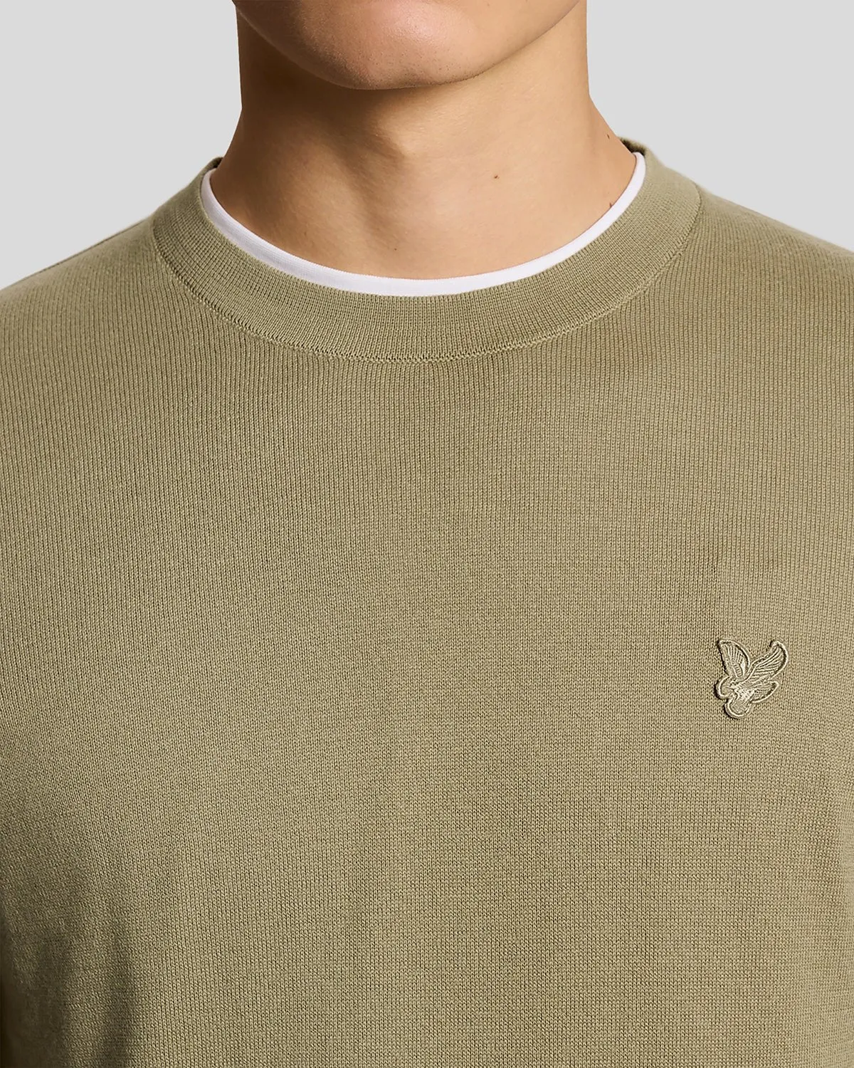 Lyle & Scott Mens Superfine Cotton Crew Neck Jumper | Sage Uniform sold by The Foot Factory product image thumbnail 3