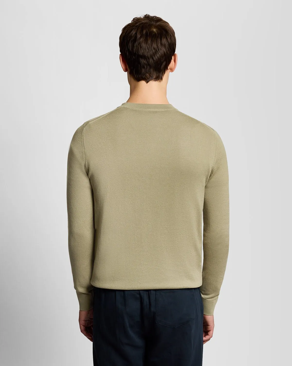 Lyle & Scott Mens Superfine Cotton Crew Neck Jumper | Sage Uniform sold by The Foot Factory product image thumbnail 4