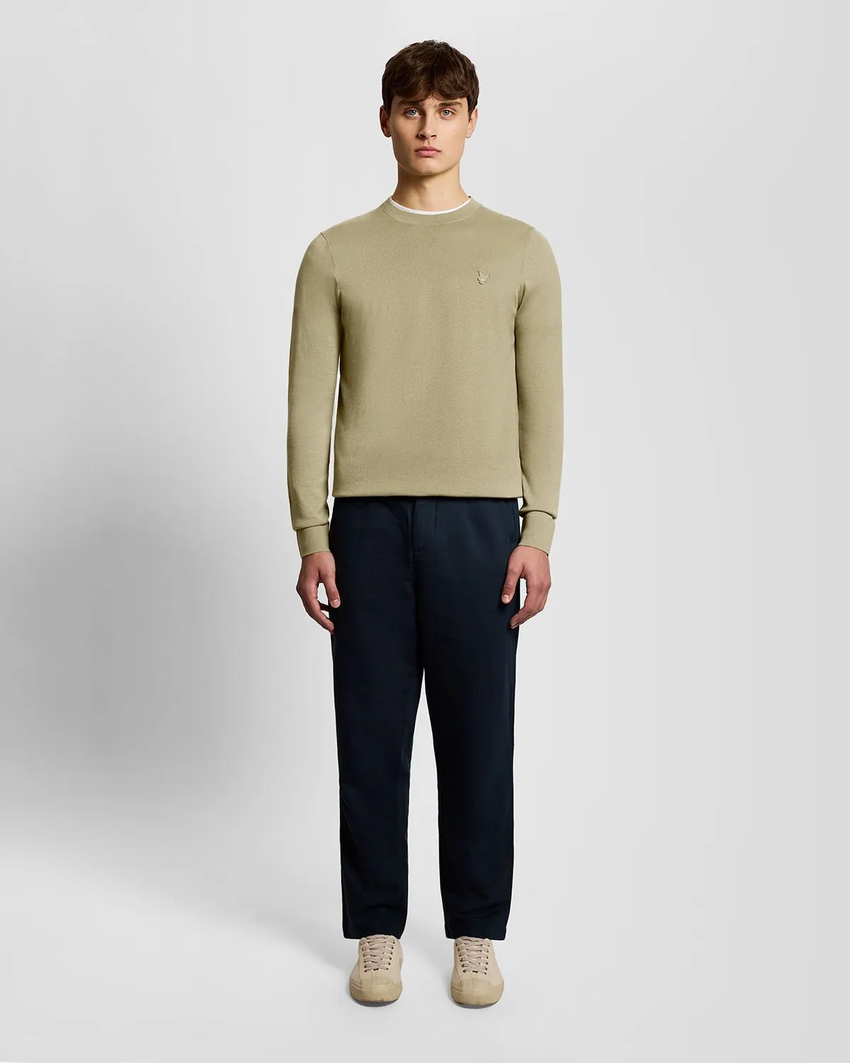 Lyle & Scott Mens Superfine Cotton Crew Neck Jumper | Sage Uniform sold by The Foot Factory product image thumbnail 2