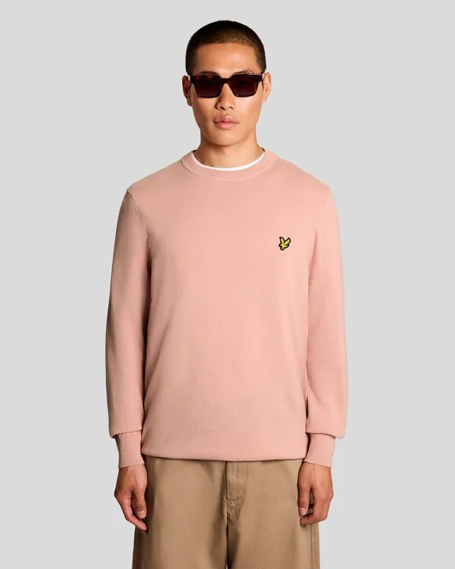 Lyle & Scott Mens Cotton Crew Neck Jumper | Pink Grapefruit sold by The Foot Factory