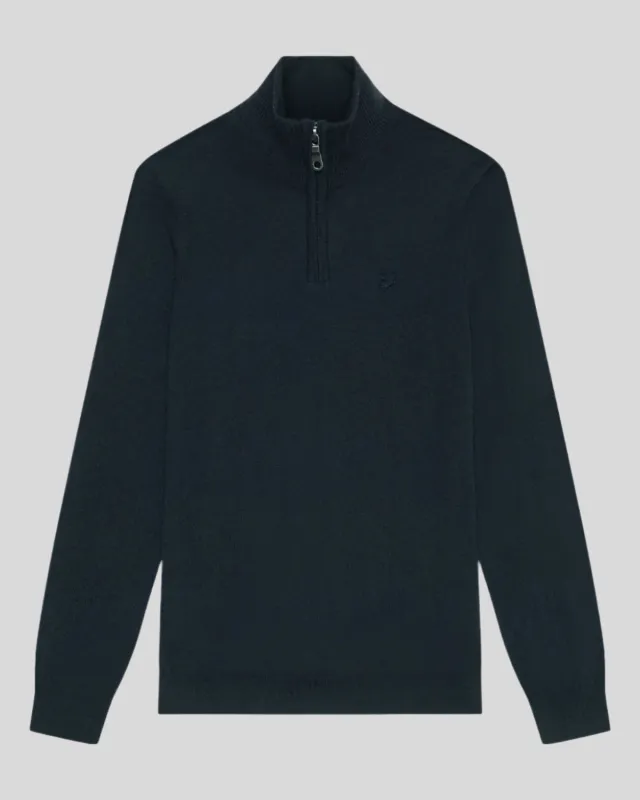 Lyle & Scott Mens Merino Wool 1/4 Zip Jumper | Dark Navy sold by The Foot Factory