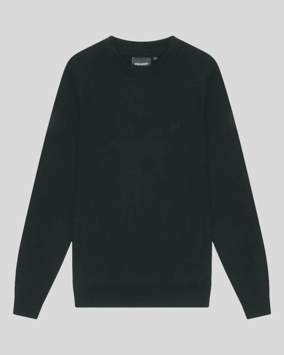 Lyle & Scott Mens Merino Wool Crew Neck Jumper | Jet Black sold by The Foot Factory