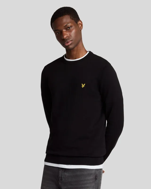 Lyle & Scott Mens Cotton Crew Neck Jumper | Jet Black sold by The Foot Factory