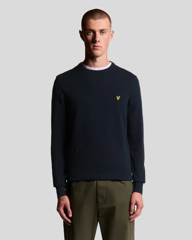 Lyle & Scott Mens Cotton Crew Neck Jumper | Dark Navy sold by The Foot Factory