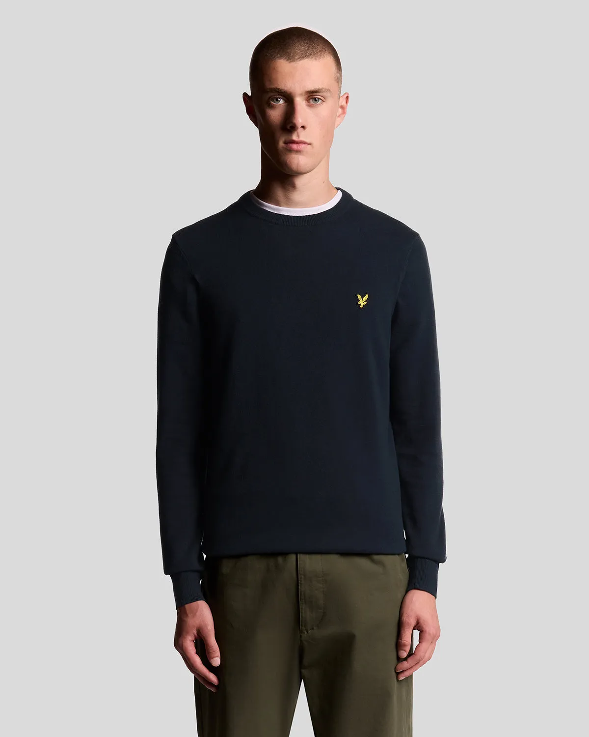Lyle & Scott Mens Cotton Crew Neck Jumper | Dark Navy sold by The Foot Factory