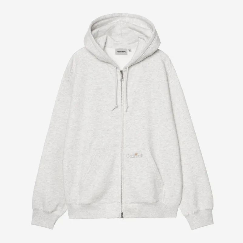 Carhartt WIP Mens Hooded WIP Label Sweat Jacket | Ash Heather made by Carhartt WIP