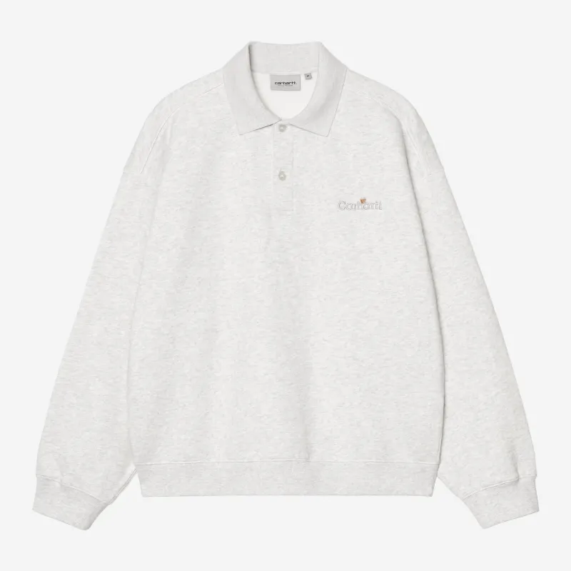 Carhartt WIP Mens WIP Label Polo Sweatshirt | Ash Heather made by Carhartt WIP