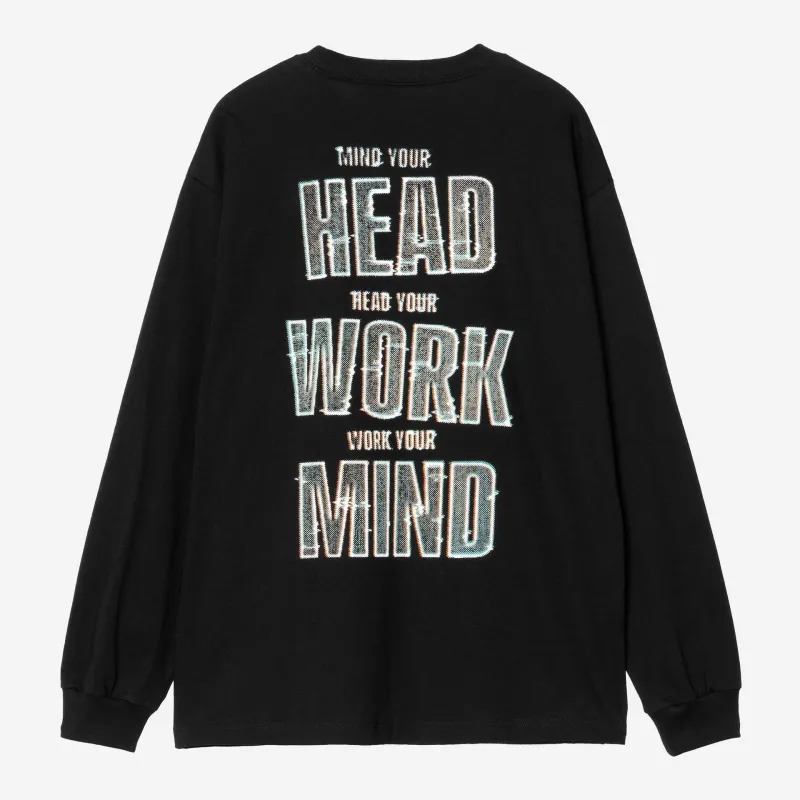 Carhartt WIP Mens Mind Your Head Long Sleeve T-Shirt | Black made by Carhartt WIP
