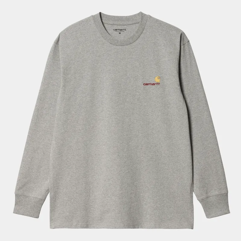 Carhartt WIP Mens American Script Long Sleeve T-Shirt - Grey Heather made by Carhartt WIP