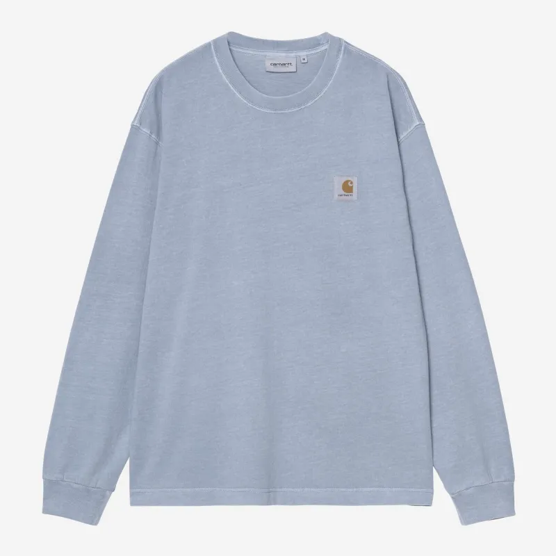 Carhartt WIP Mens Nelson Long Sleeve T-Shirt | Gentle Blue Garment Dyed made by Carhartt WIP