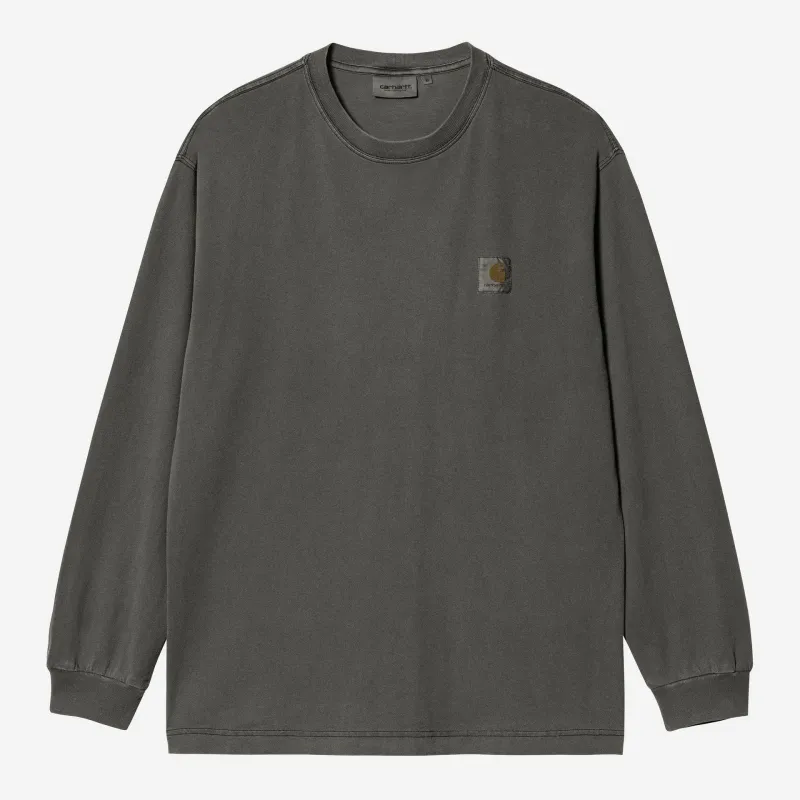 Carhartt WIP Mens Nelson Long Sleeve T-Shirt | Black Garment Dyed made by Carhartt WIP