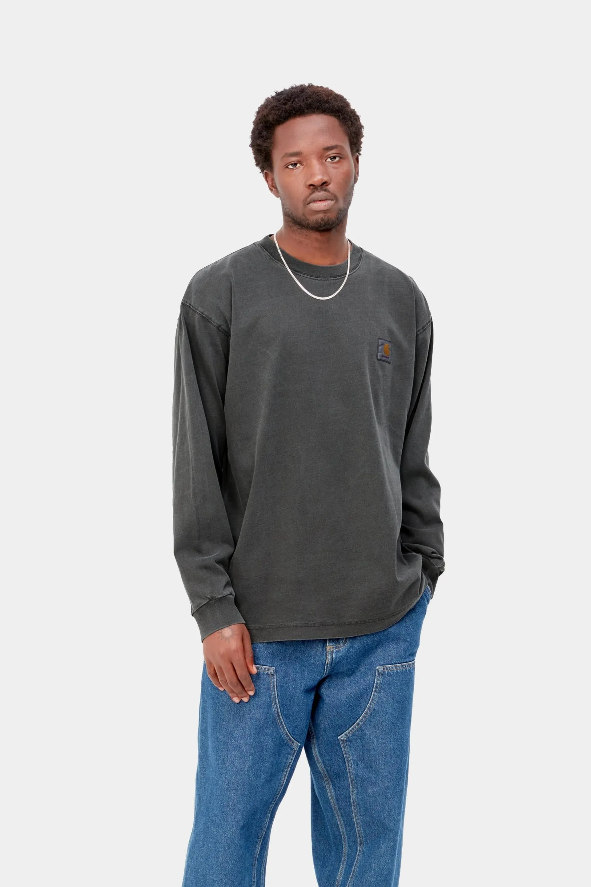 Carhartt WIP Mens Nelson Long Sleeve T-Shirt | Black Garment Dyed sold by The Foot Factory product image thumbnail 3