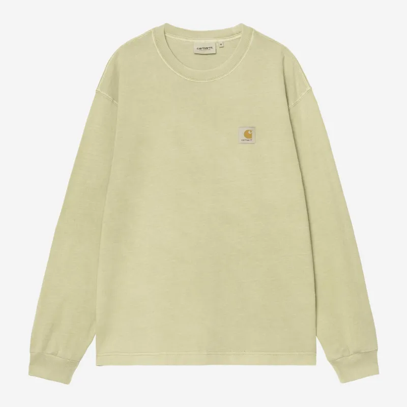 Carhartt WIP Mens Nelson Long Sleeve T-Shirt | Gentle Green Garment Dyed made by Carhartt WIP