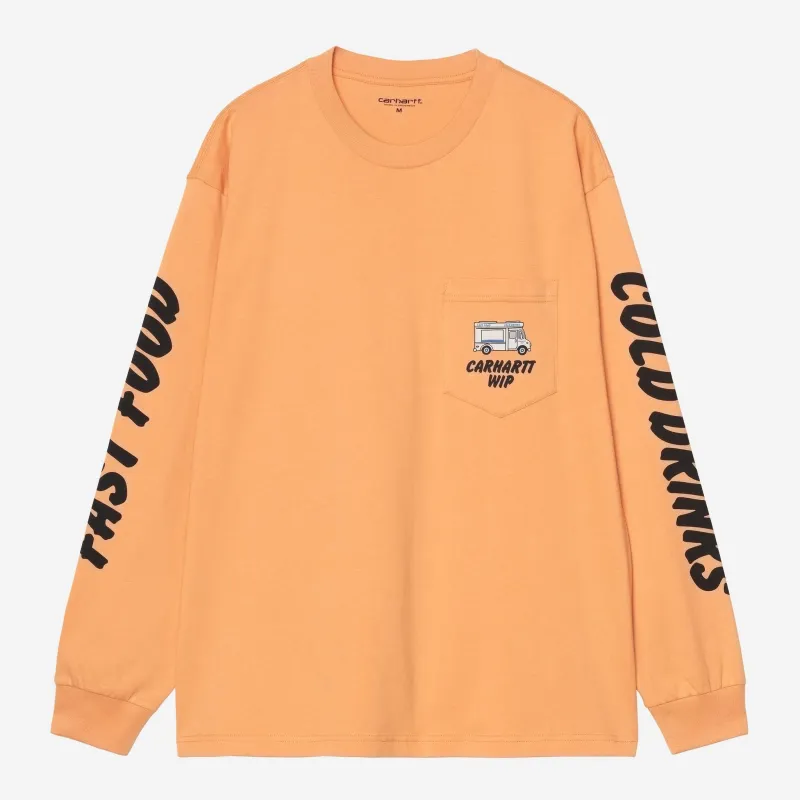 Carhartt WIP Mens Cold Drinks Long Sleeve T-Shirt | Gentle Orange made by Carhartt WIP