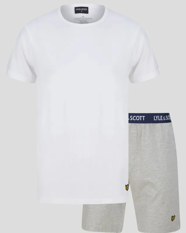Lyle & Scott Mens Charlie Pyjama Set | White Light Grey made by Lyle & Scott